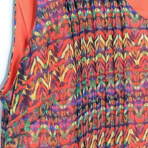 Rabbit Rabbit Rabbit Abstract Ombre Orange Red Pleated Shift Dress size 12 - Picture 11 of 15